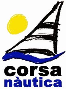 Un velero estilizado con un sol amarillo encima está inspirado en el espíritu vibrante de Barcelona, con el texto "Hacer parasailing en Barcelona" en negrita debajo. - ForTwo - Planes para parejas