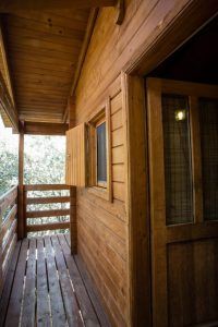 Ubicada en la exuberante vegetación del Parque Nacional Cabañeros, la Cabaña Águila Imperial cuenta con contraventanas abiertas, una puerta de madera resistente y barandillas clásicas, ofreciendo un tranquilo refugio natural. - ForTwo - Planes para parejas