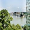 Con vistas al río de Budapest, un puente y un árbol delante de edificios altos bajo un cielo nublado: una escapada de pareja perfecta al hotel Lanchid 19 Design de Budapest. - ForTwo - Planes para parejas