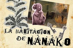 Collage con fotografías antiguas, llaves, una planta y texto "La Habitación de Nanako" sobre un fondo texturizado que recuerda al producto Madrid Juego de Escape: La habitación de Nanako - Un juego de Escape College. - ForTwo - Planes para parejas