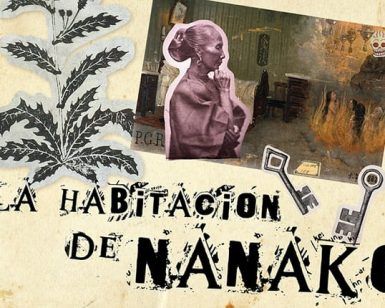 Collage con fotografías antiguas, llaves, una planta y texto "La Habitación de Nanako" sobre un fondo texturizado que recuerda al producto Madrid Juego de Escape: La habitación de Nanako - Un juego de Escape College. - ForTwo - Planes para parejas