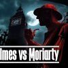 Una silueta de detective con una pipa, el Big Ben y la luna llena realzan la emocionante atmósfera de "Holmes vs Moriarty", una sala de escape de Clue Hunter en Madrid. - ForTwo - Planes para parejas