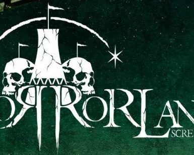 Gráfico de texto: El Horrorland Scream Park de Barcelona exhibe calaveras y una torre agrietada sobre un fondo oscuro. - ForTwo - Planes para parejas