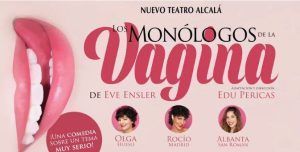 Cartel promocional de *Los monólogos de la vagina* en el Nuevo Teatro Alcalá de Madrid, con fotos y nombres del reparto. - ForTwo - Planes para parejas