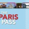 El producto, Tarjeta turística para ver todos los monumentos de París, presenta imágenes de monumentos parisinos sobre un fondo azul claro. - ForTwo - Planes para parejas