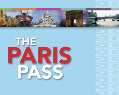 El producto, Tarjeta turística para ver todos los monumentos de París, presenta imágenes de monumentos parisinos sobre un fondo azul claro. - ForTwo - Planes para parejas
