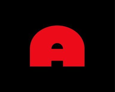 Una A geométrica de color rojo llama la atención sobre un fondo negro, haciéndose eco de la energía vibrante de la Sala Apolo Barcelona. - ForTwo - Planes para parejas