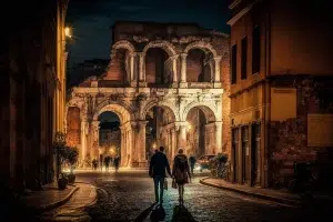 ||paseo-roma-noche-lluvia