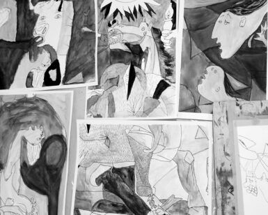 Dibujos abstractos en blanco y negro, que recuerdan el estilo de Picasso, se exhiben en El Astillero en los "Cursos Anuales de Habilidades Creativas y Pintura", que muestran habilidades creativas excepcionales. - ForTwo - Planes para parejas