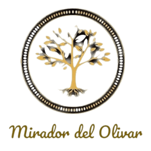Un logotipo con un árbol estilizado dentro de un círculo punteado, con el texto "Mirador del Olivar", evoca los sabores auténticos de "Degustación de Vinos y Quesos de Granada: Sabores Auténticos para Dos". - ForTwo - Planes para parejas