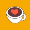 Ilustración de una taza de café blanco con arte latte que presenta un corazón rojo en la espuma sobre un fondo naranja, perfecta para mostrar "Domina el Latte Art en Familia Osorio: ¡Crea Obras de Arte en tus Cafés!" y su acogedor encanto de cafetería. - ForTwo - Planes para parejas